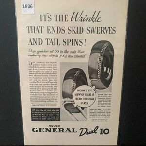 Vintage 1936 General Dual 10 End Skid Swerves and Tail Spins Ad Advertisement